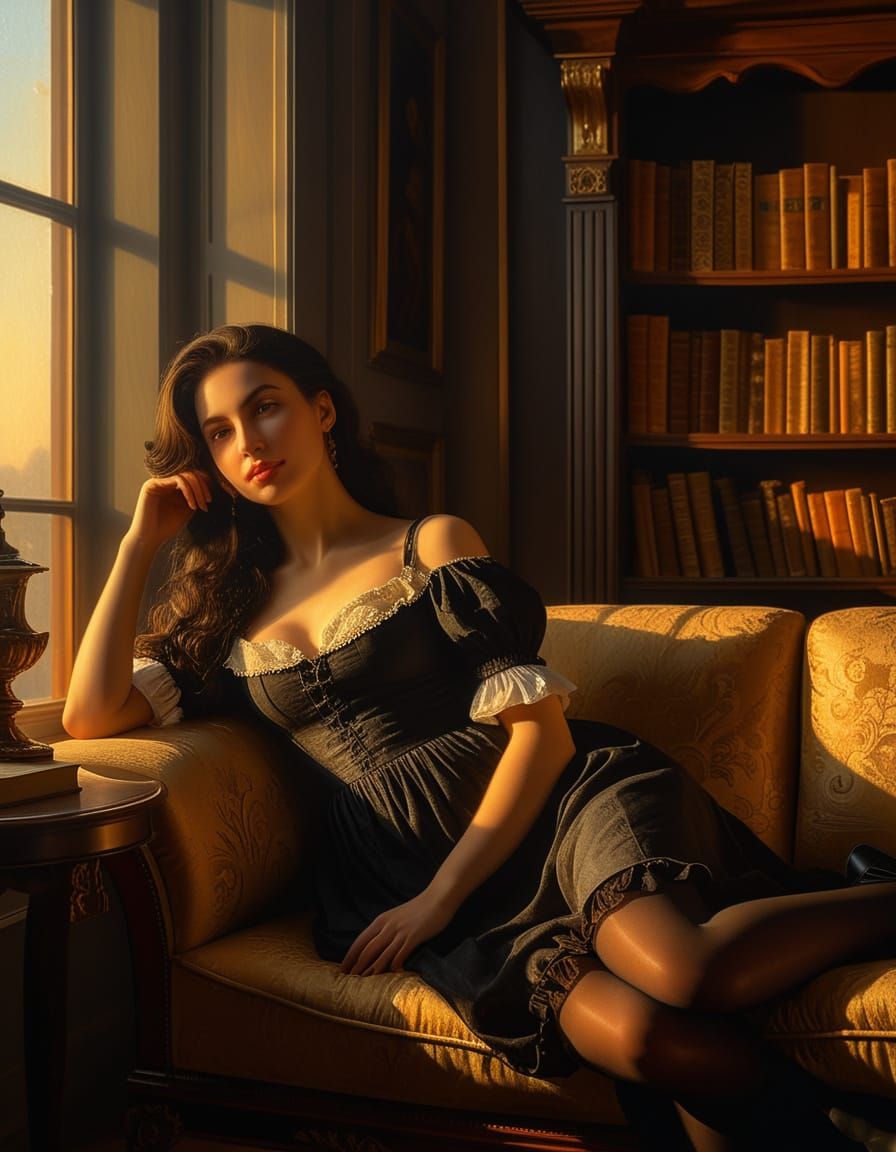 Woman Lounging: A Baroque Oil Painting