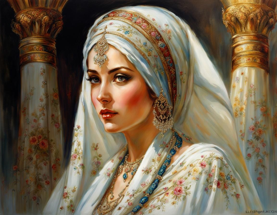 Beautiful Turkish Woman in Istanbul, Digital Art