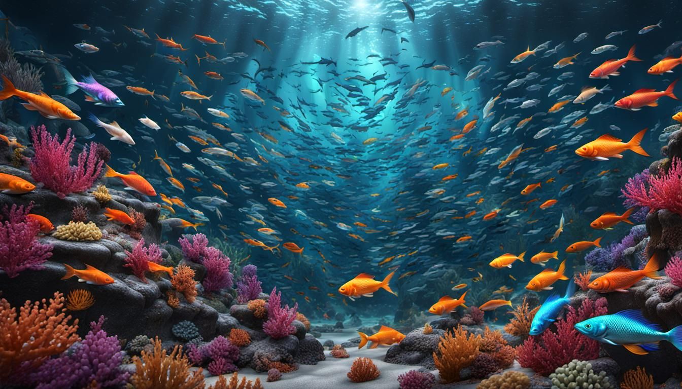 Fantastical Mermaid Made of Fish in Deep Color