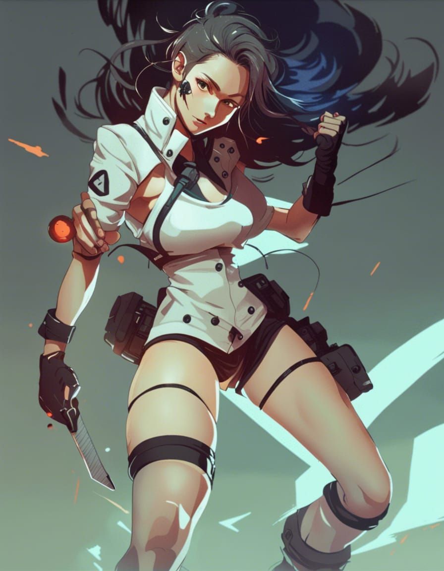 Anime Style Muscle Woman in SNK Style Artwork