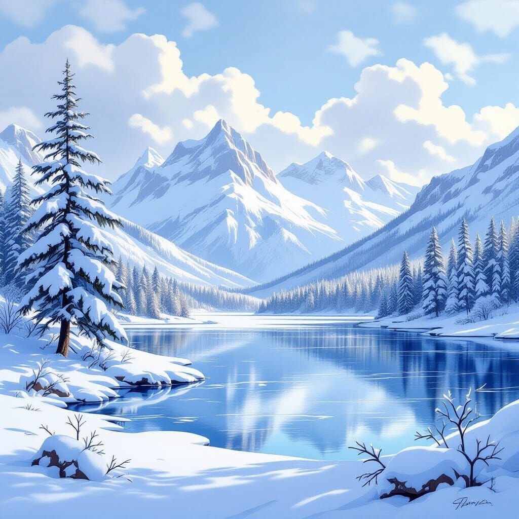 Winter Landscape Inspired by Gurney, Thorp, and Loish