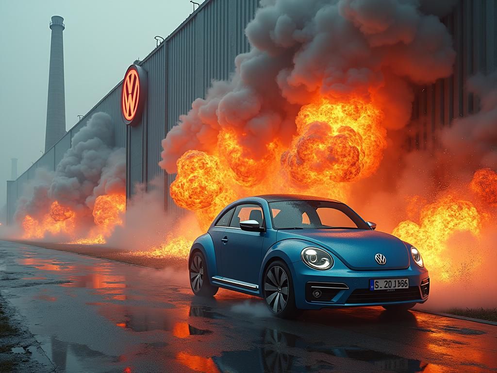 Volkswagen Factory Explosion: Hyperrealistic Digital Paintin...