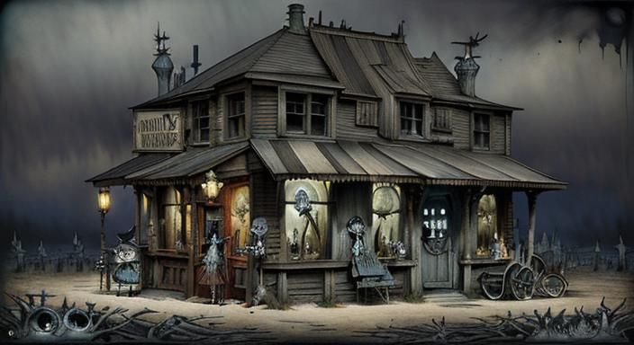 Crossroads Bar Girl: Dark Fantasy Illustration