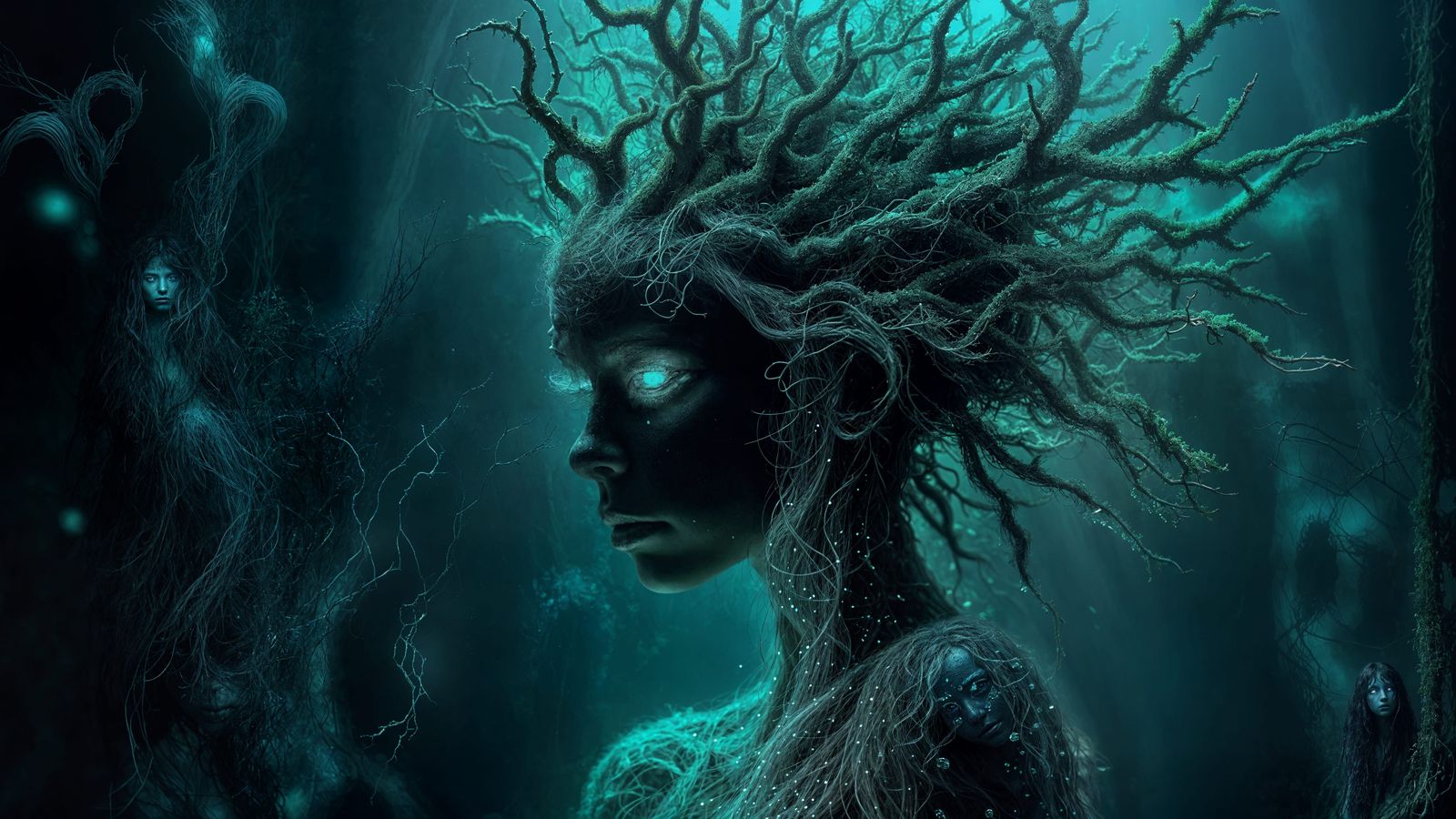Sorrowful Water Spirit in Deep Underwater Abyss