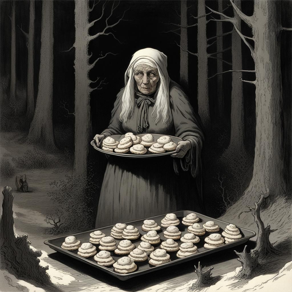 Creepy Forest Hag with Christmas Cookies