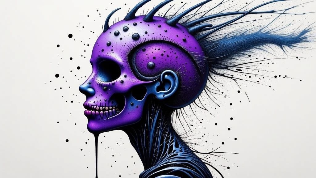 Cyborg Woman with Algebra Tattoos in Giger Style