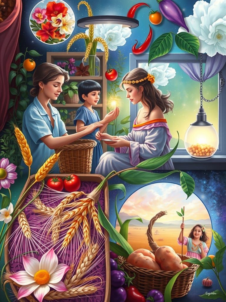 Idyllic Harvest Scene in Vibrant Colors