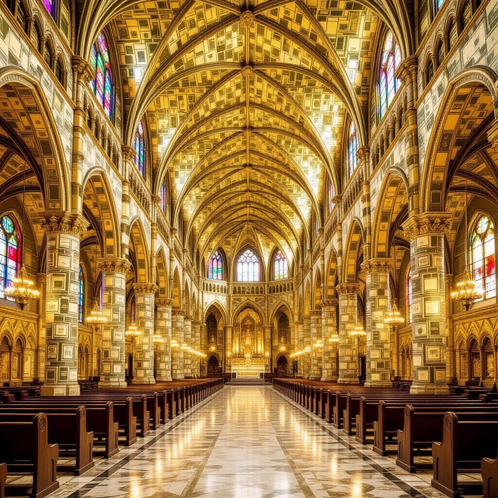 Golden Cathedral Made of Shredded Money