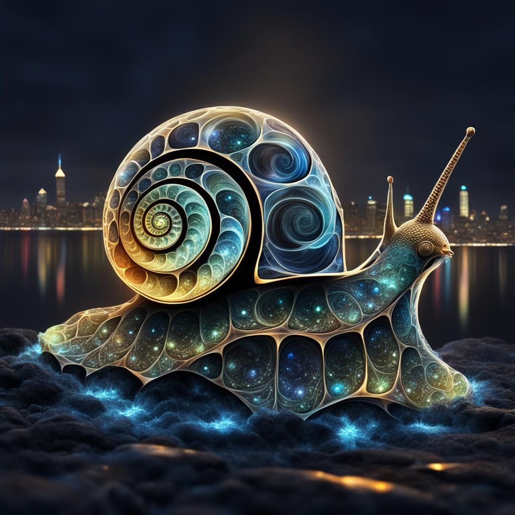 Luminous Crystal Snail with City Shell