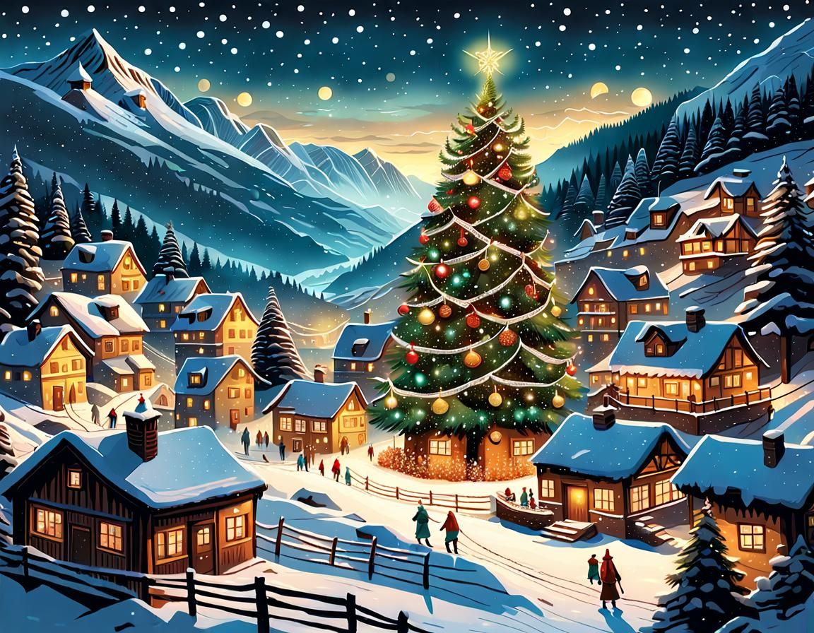 Christmas in Snow Village: Cel-Shaded Comic Art