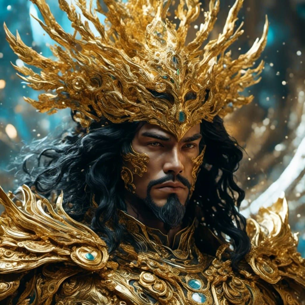 Gilded Galactic God of Pride in Hyperreal Style