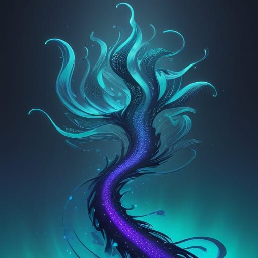 Ethereal Deep-Sea Eel in Oil Painting Style