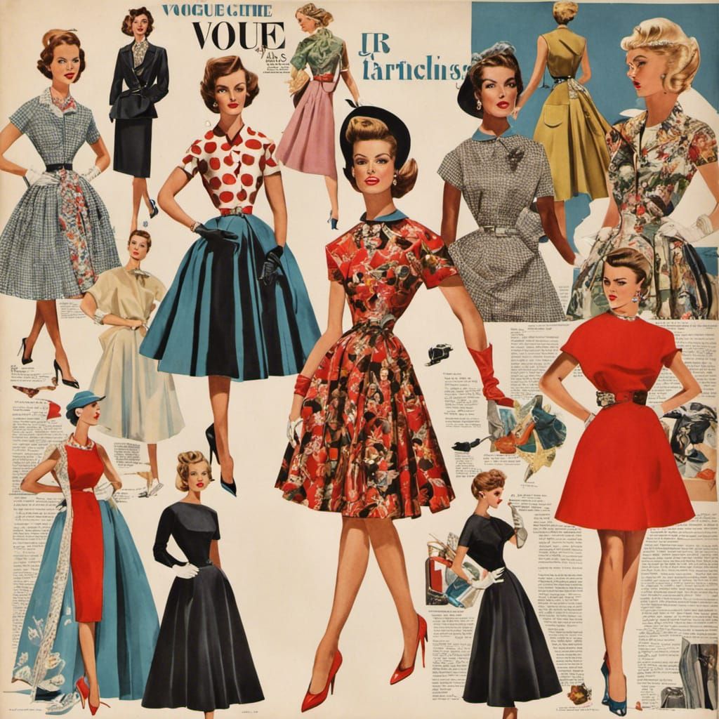 Intricate 1950's Fashion Collage Art Project