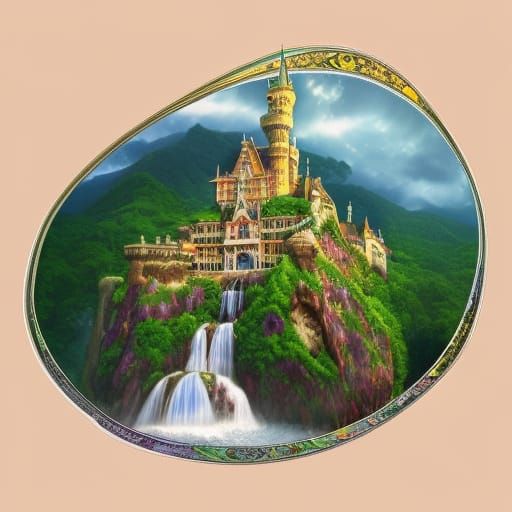 Epic Castle in Oyster Shell: Digital Art