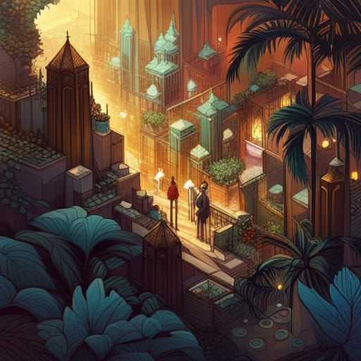 Hanging Gardens of Babylon: Luminous Digital Painting