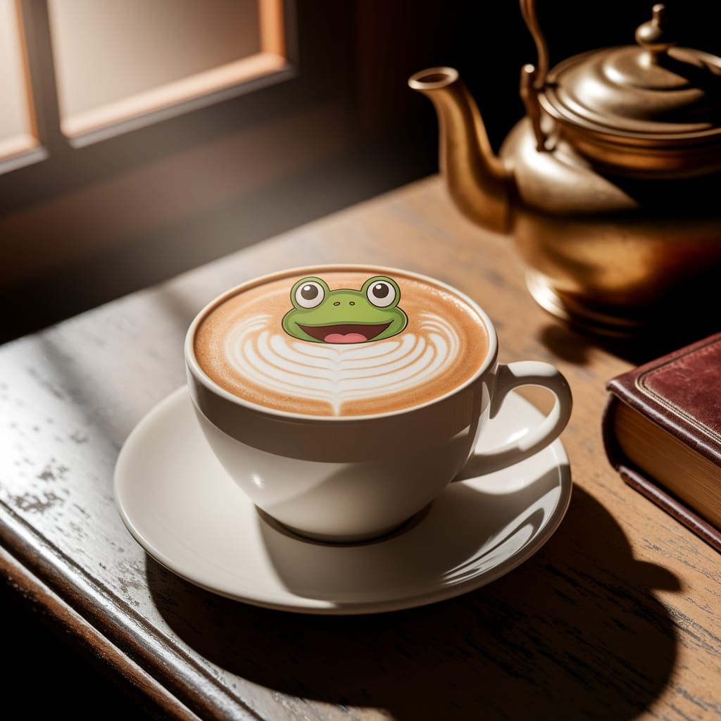 Frog Cappuccino in Soft Sunlight
