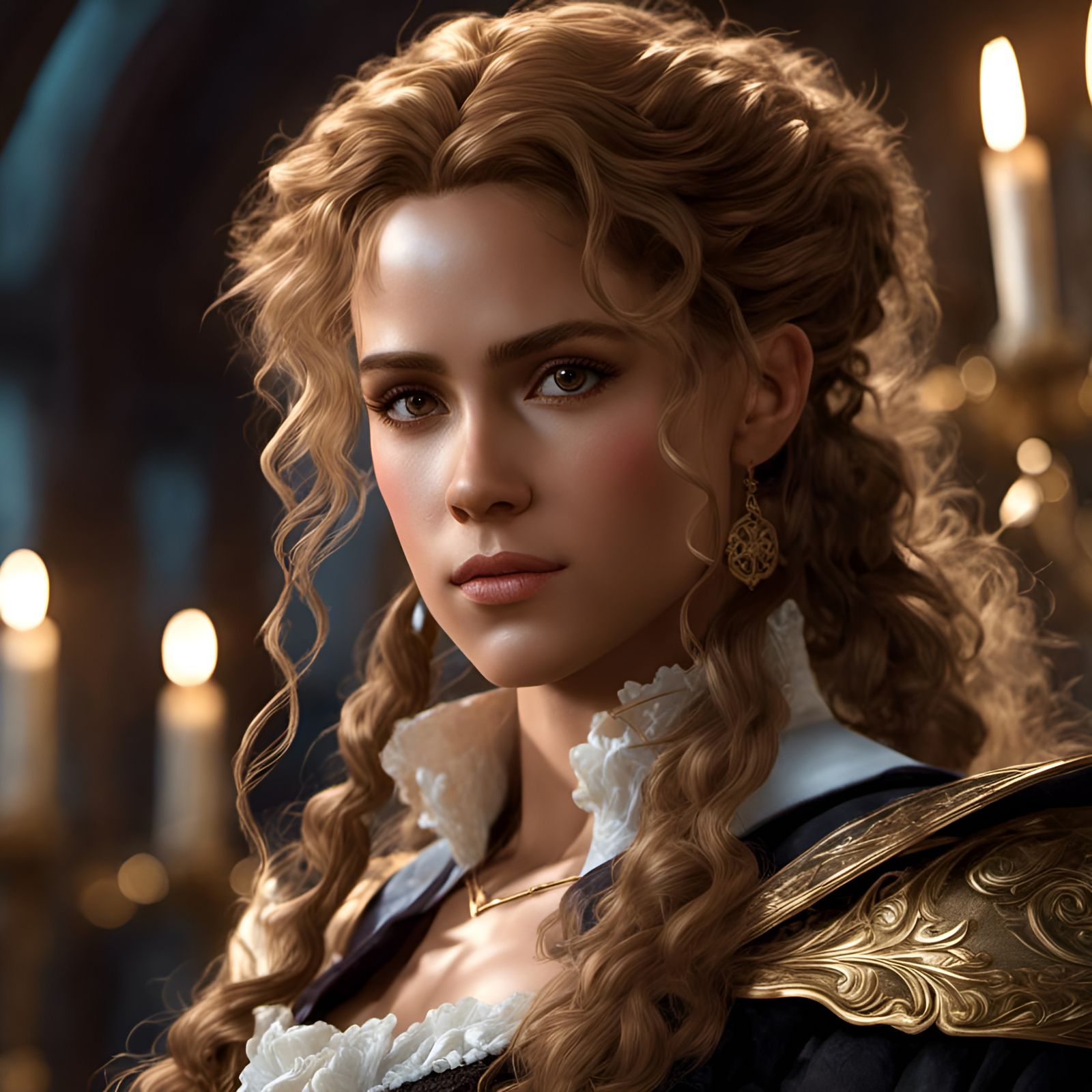 Muscular Hermione Granger in Rococo Hyperdetailed Style