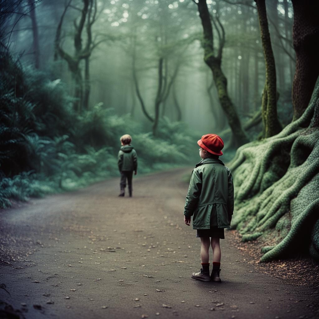 Children in Mysterious Jungle: Vintage Street Photography
