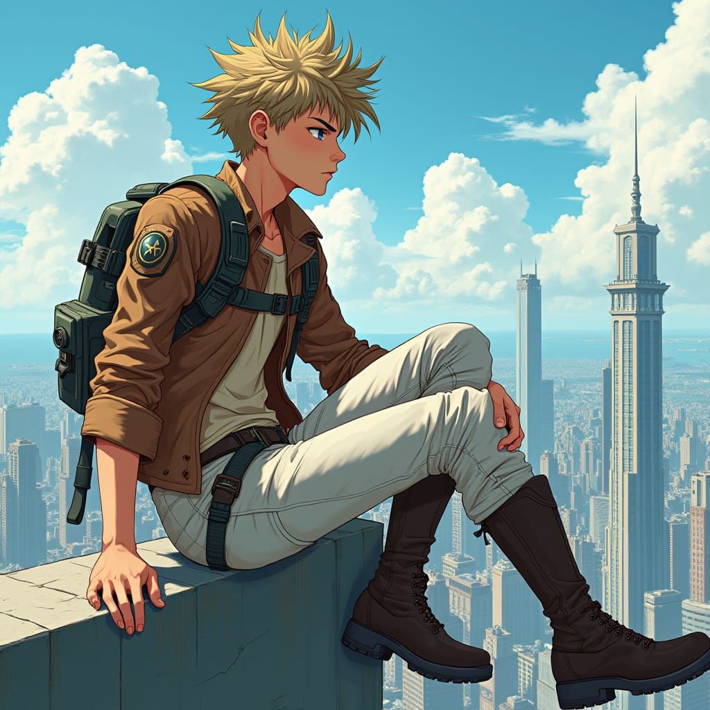 Anime-Inspired Young Hero Leans on City Edge