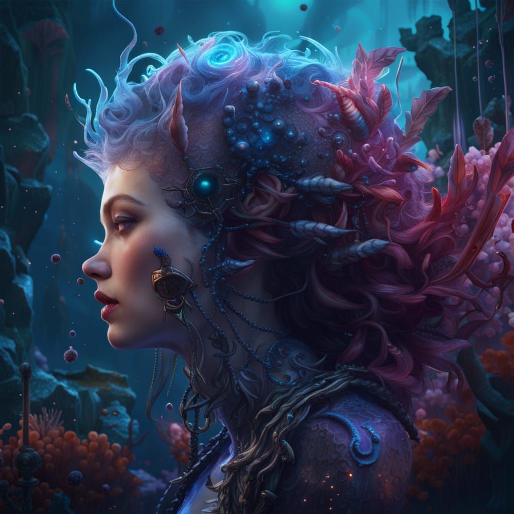 Sea Punk Persephone: Bioluminescent Fantasy Art