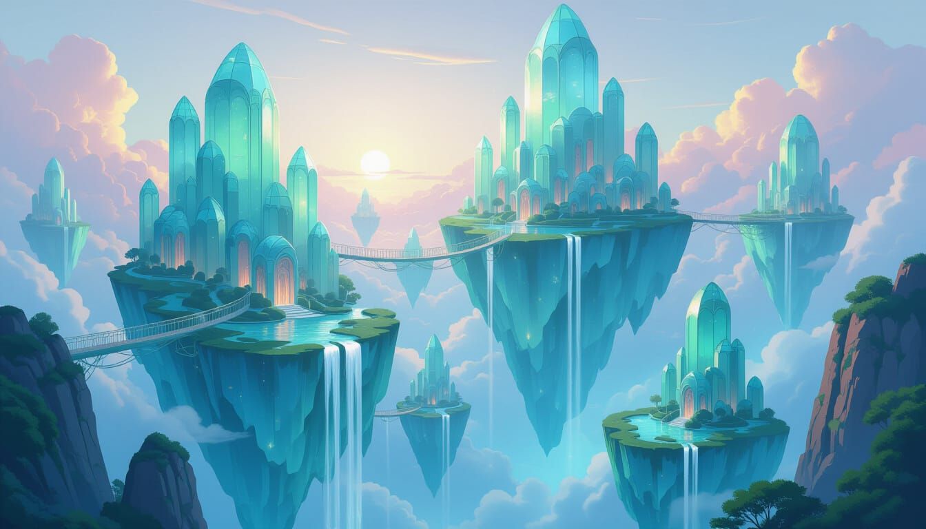 Ethereal Sea Glass City at Dawn