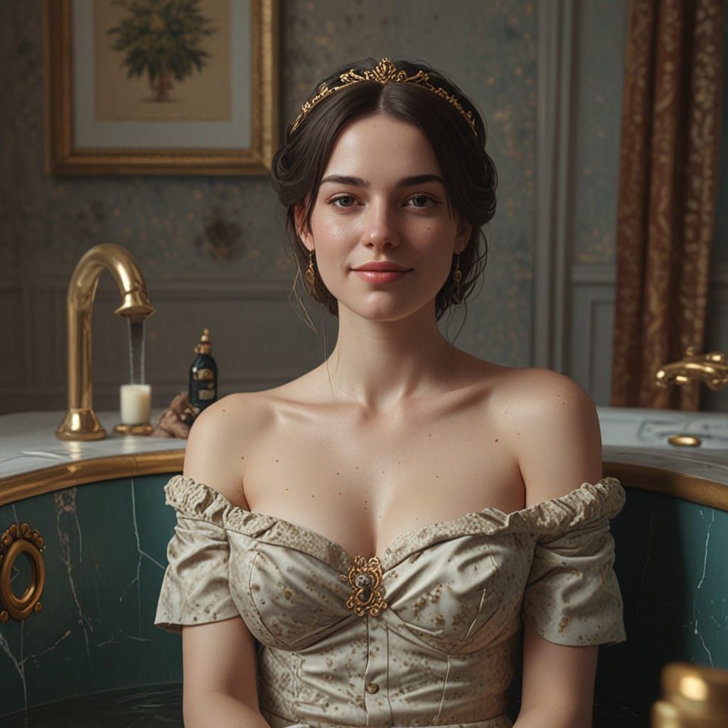 Woman preparing bath