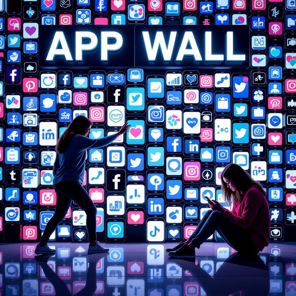 App Wall Separates People, Digital Art
