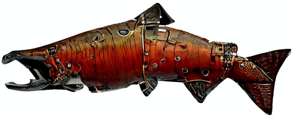 Steampunk Robotic Salmon with Metal Rib Cage