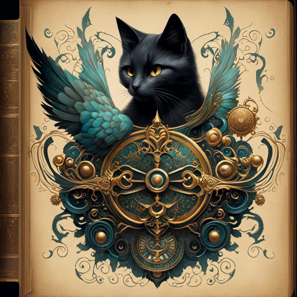 Cute Gothic Victorian Cat in Watercolor