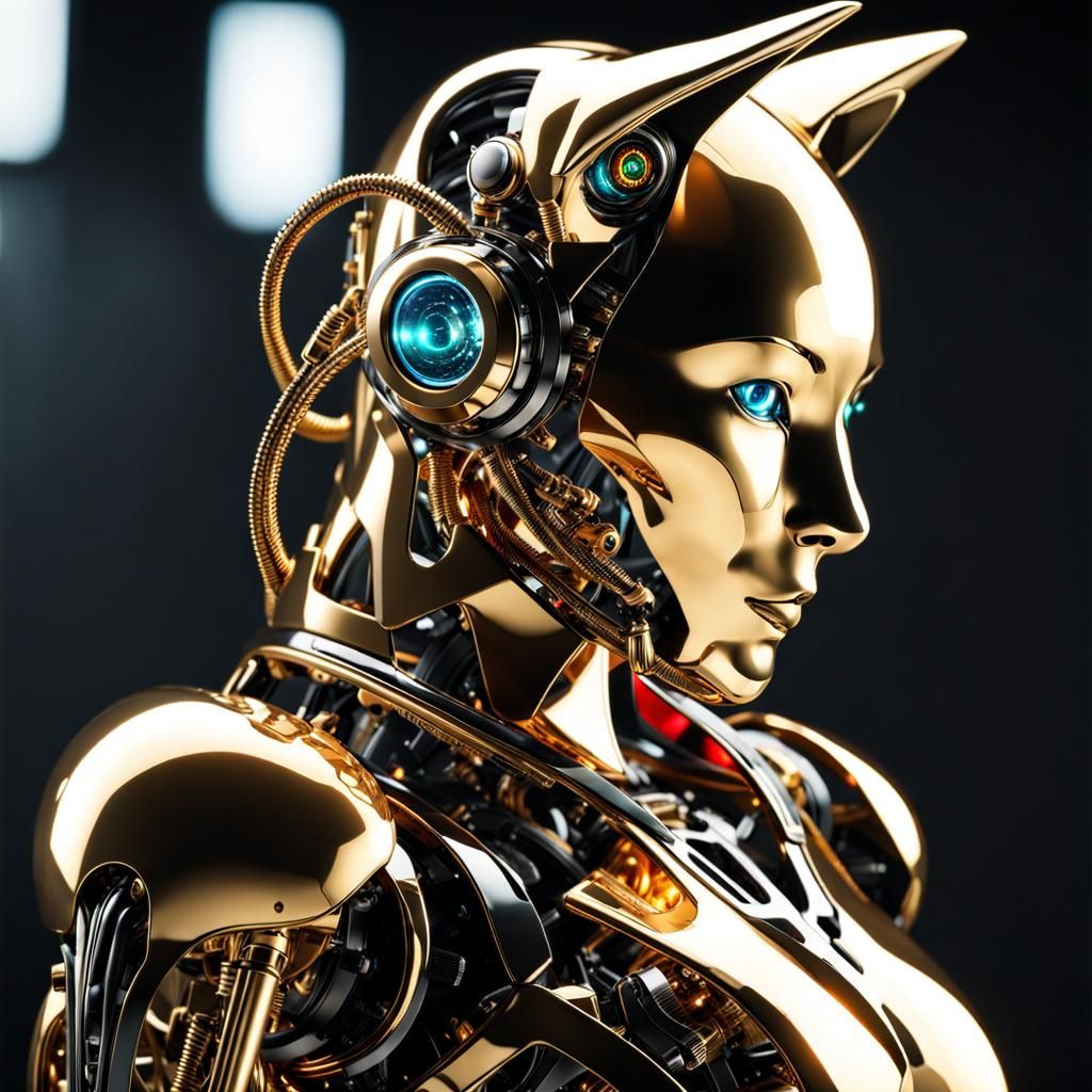 Caracal Cyborg Hologram in Digital Art Style