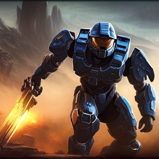 Halo Spartan Over Fallen Elite: Matte Painting