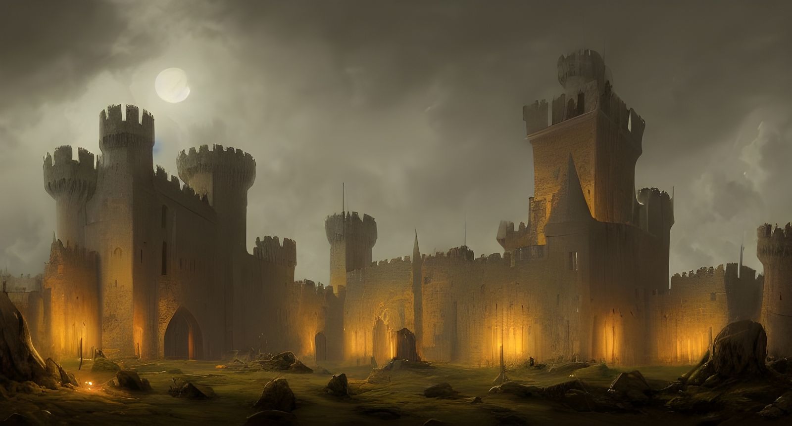 Dark Necromancer Castle Concept Art in Matte Painting