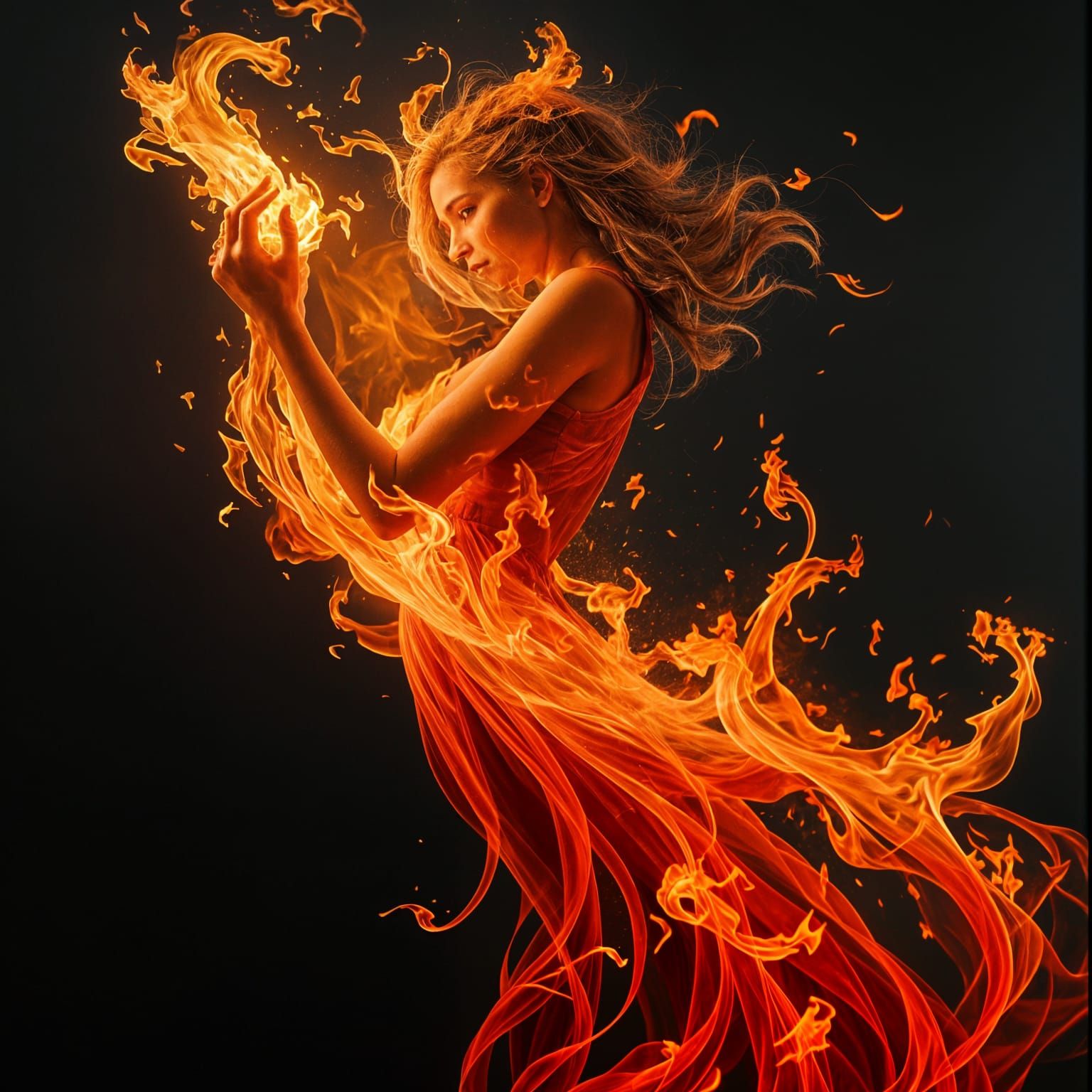 Fiery Woman: A Being of Living Flame