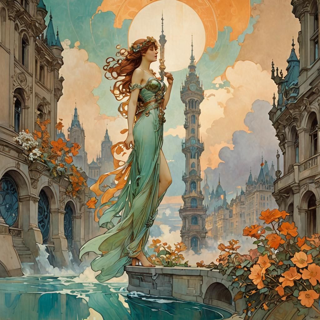 Air Tower in Art Nouveau Style