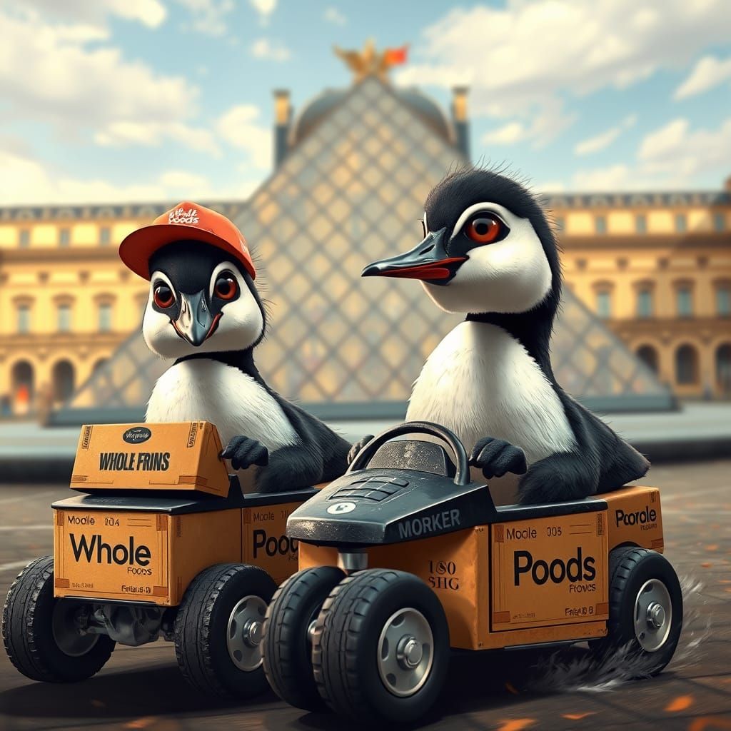 Loons in front of the Louvre