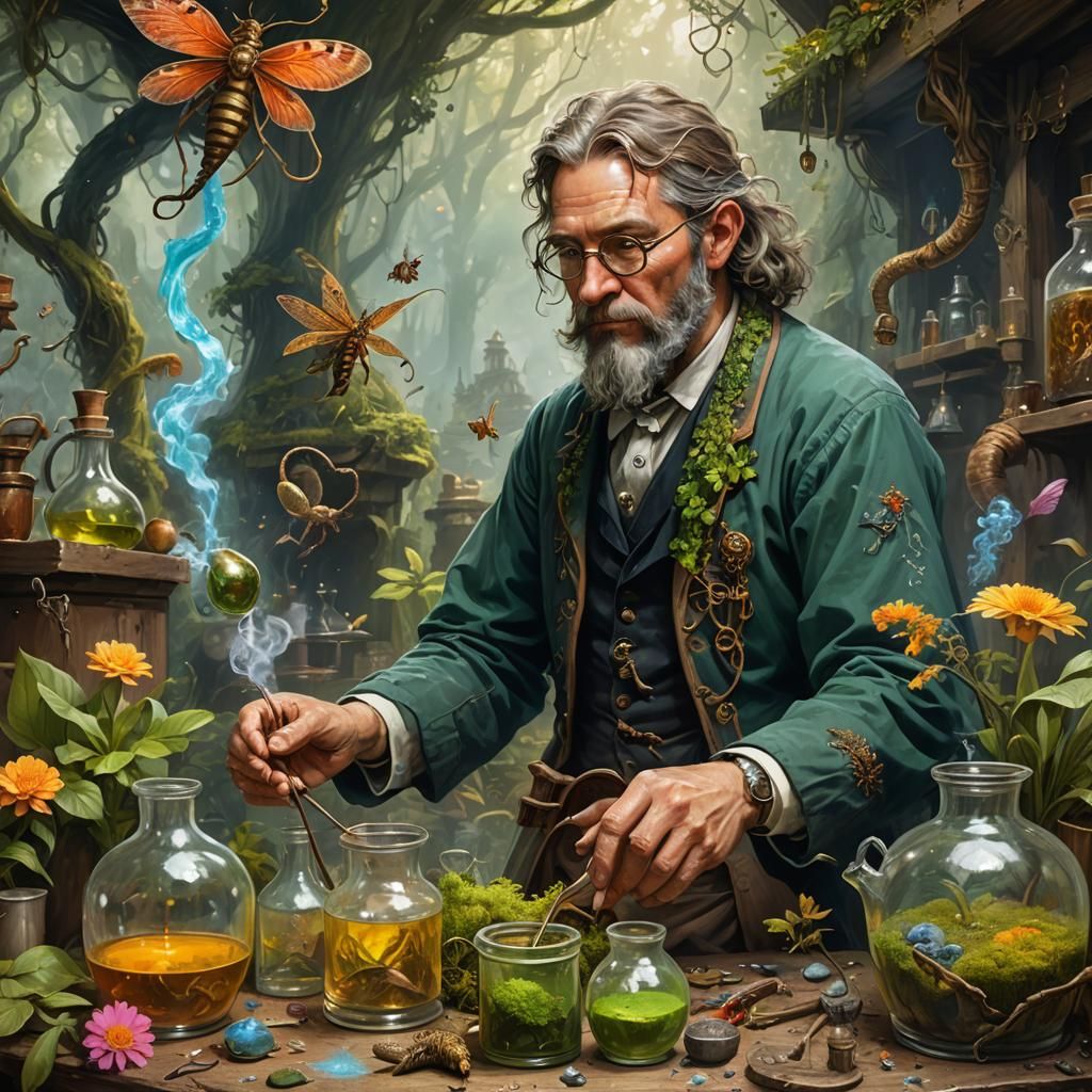 Epic Alchemist in a Whimsical Forest Realm