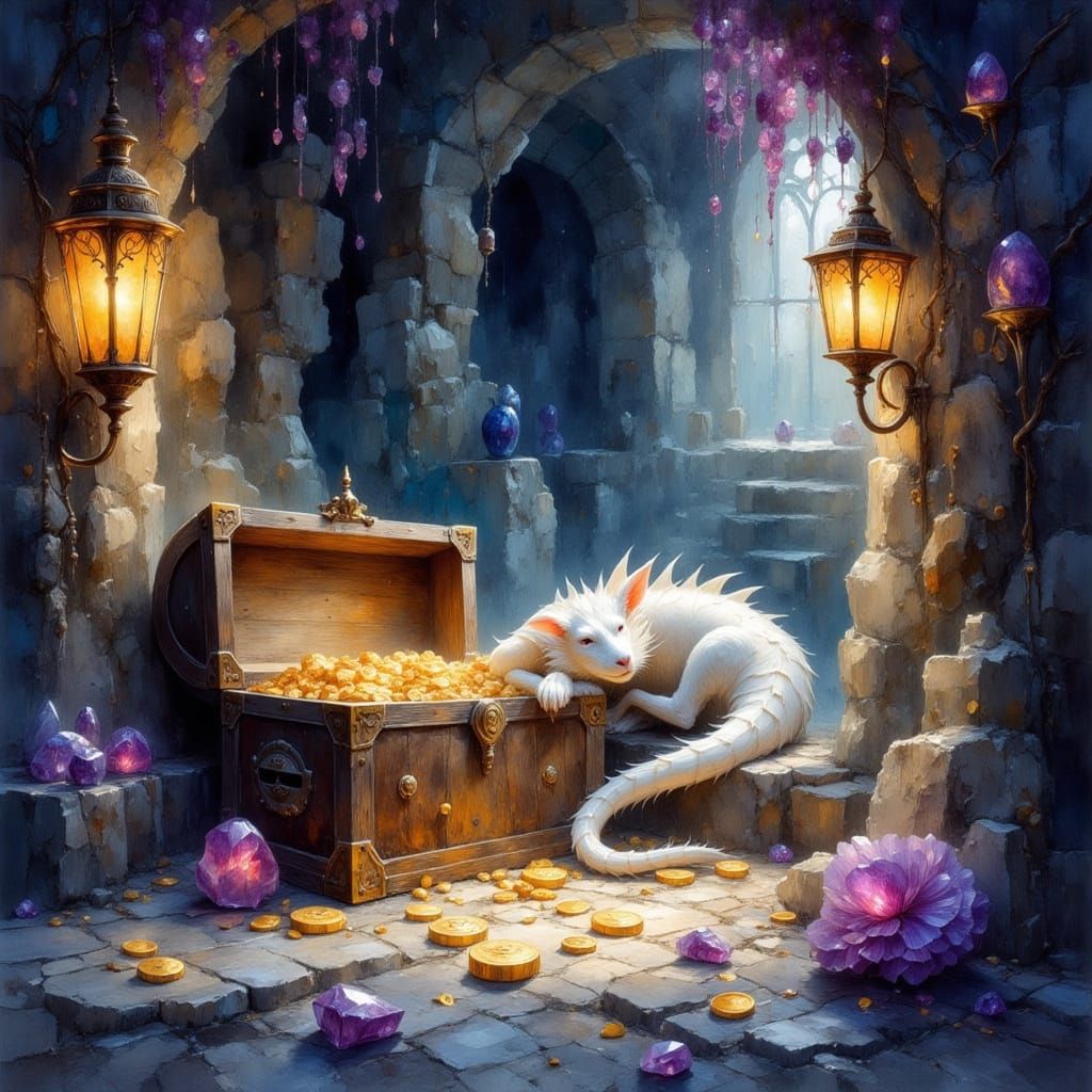 Dragon's Treasure in an Enchanted Cave