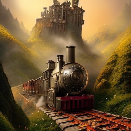 Dramatic Digital Painting of The Little Engine That Could