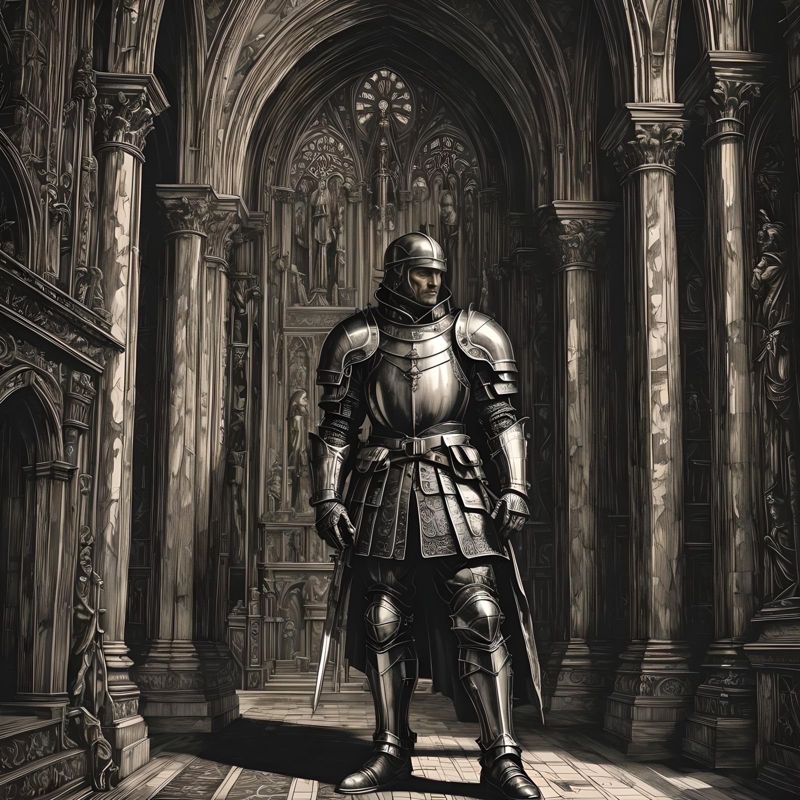 Soldier in Woodcut Style