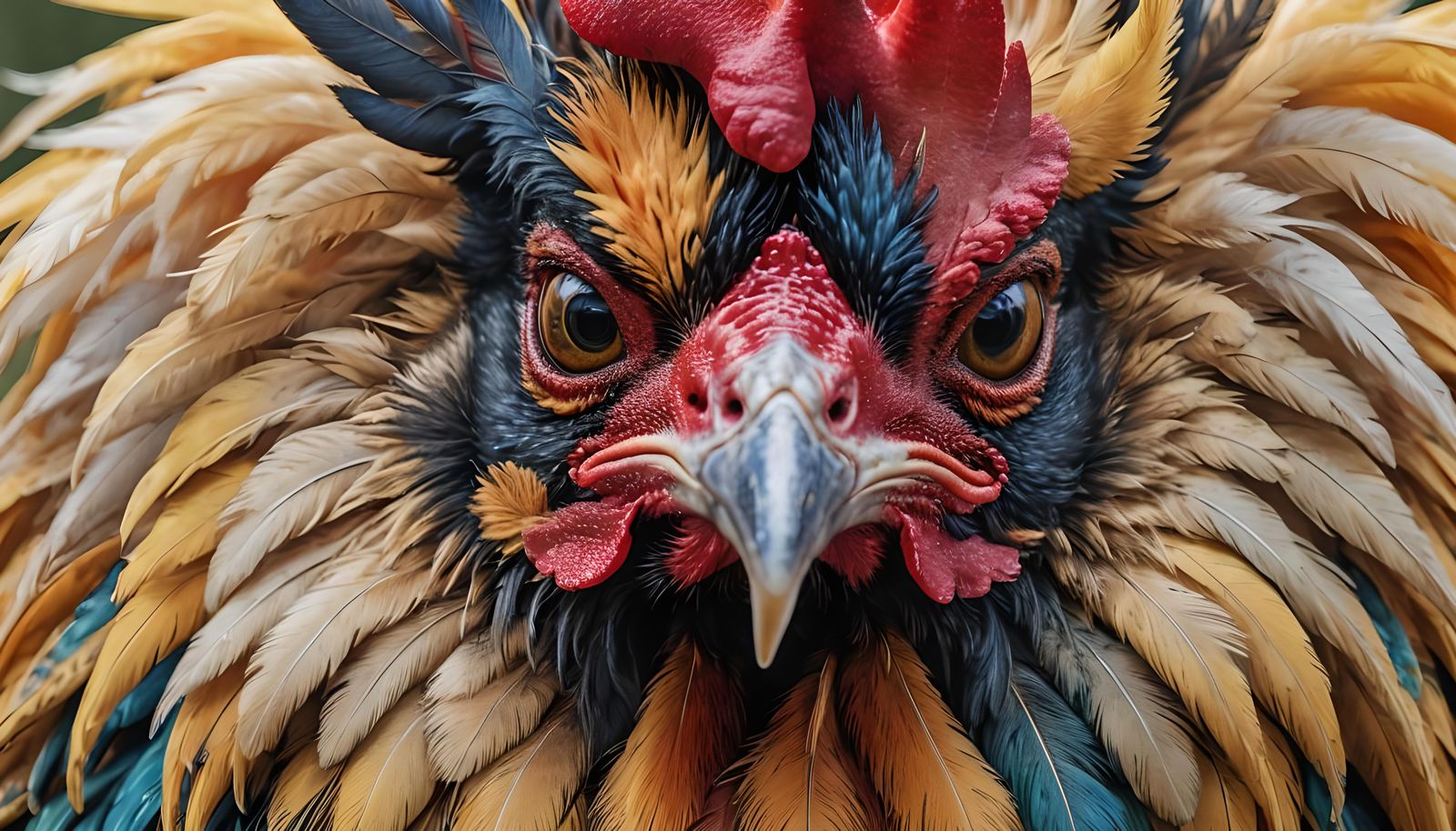 Colorful Rooster Close-Up, Polychromatic Splash Art