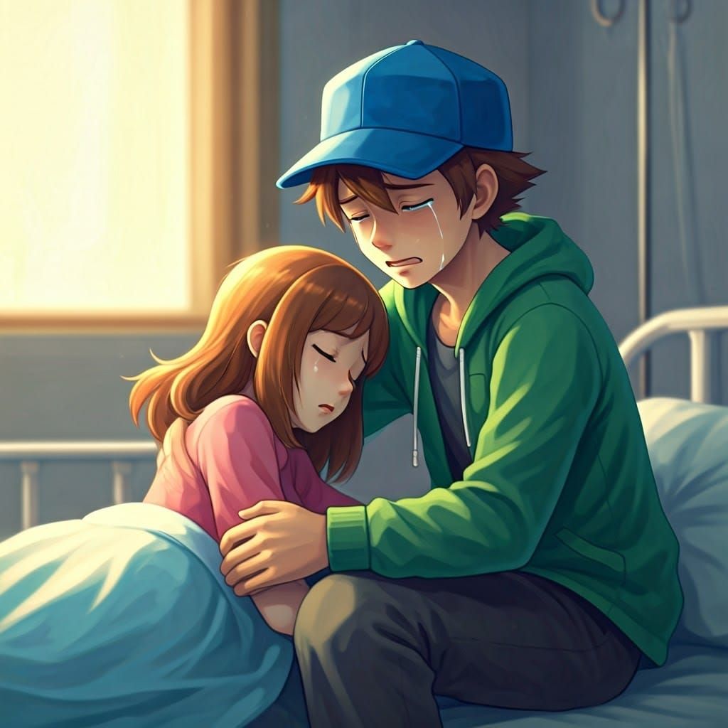 Grieving Pokémon Trainer in Hospital Room