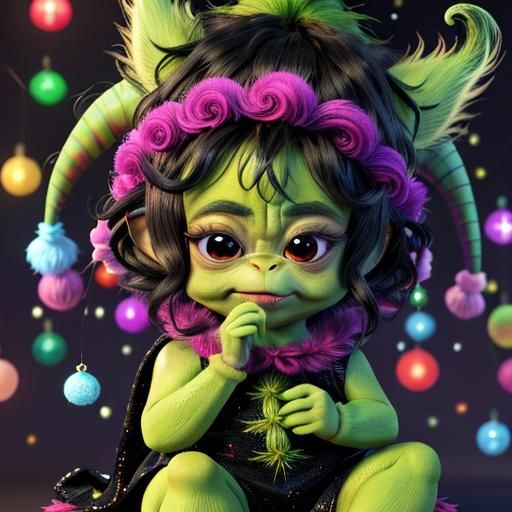 Adorable Baby Grinch in Whoville: 3D Render