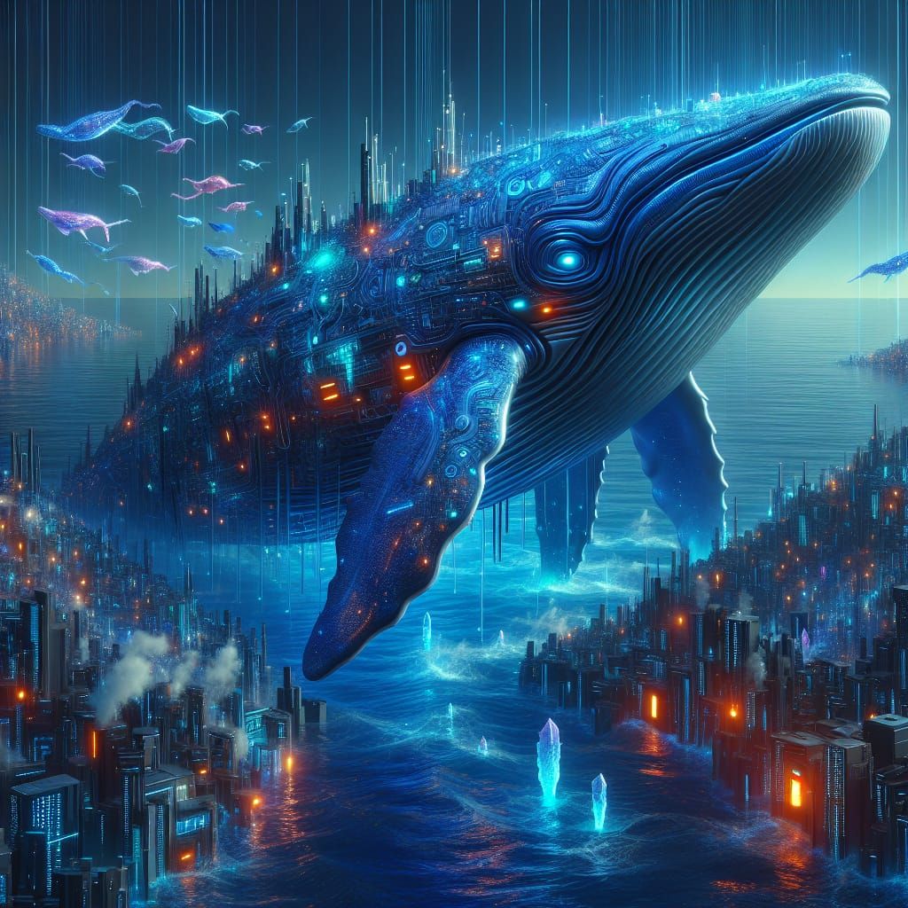 Cyberpunk Blue Whale