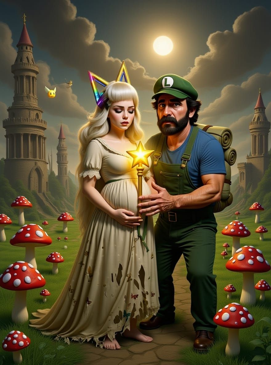 Luigi and Pregnant Wife Seek Star Rod on Ruined Mushroom Kin...