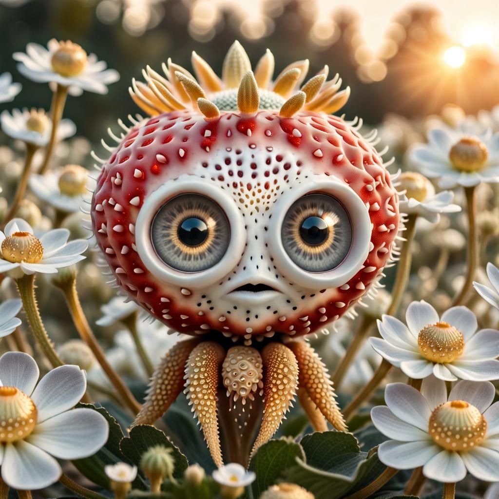 Alien Strawberry Radiolaria in Haeckel Style