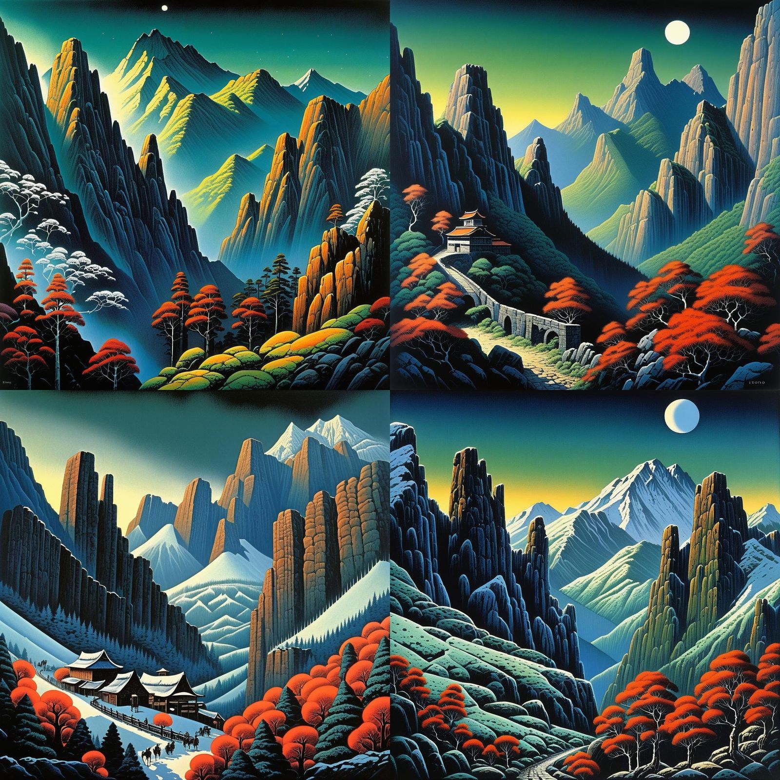 Dark Fantasy Landscape with Ancient Walls