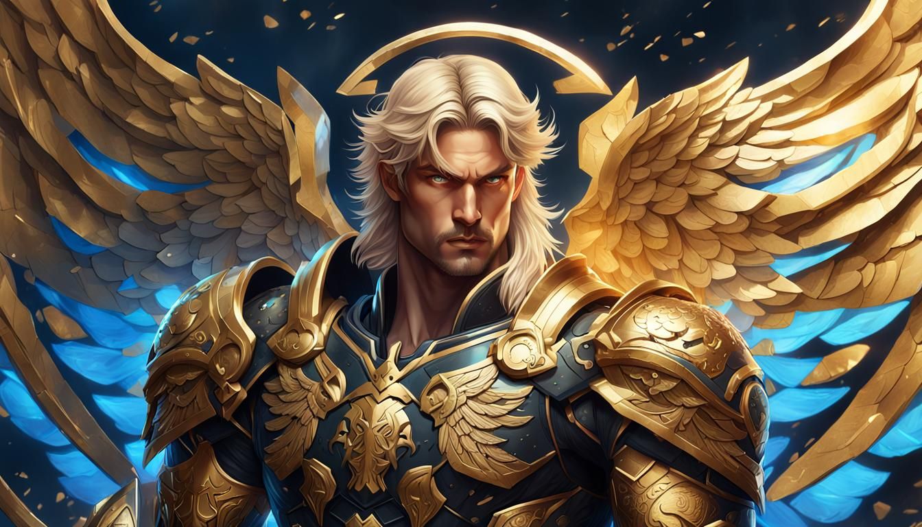 Angel Uriel in Black and Gold Armor