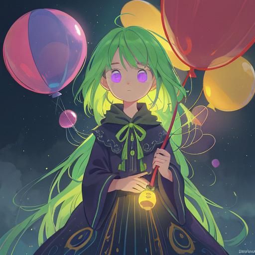 Girl with Green Hair at Fair, Matte Painting