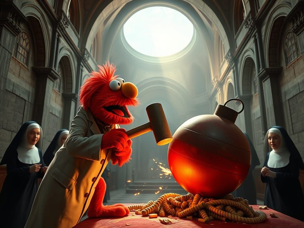 Elmo vs Bomb in Cathedral, Volumetric Lighting
