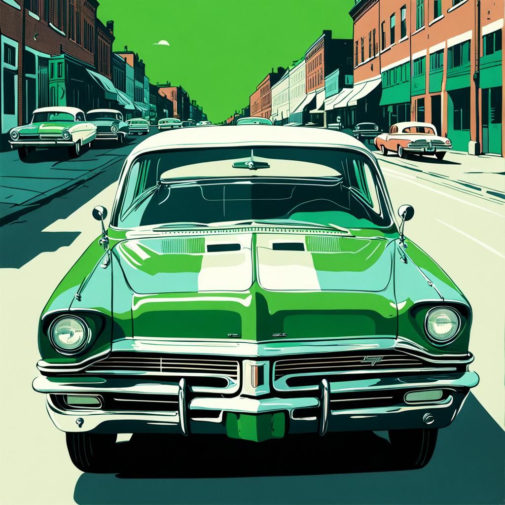 Vintage Style Green Pontiac Screen Print